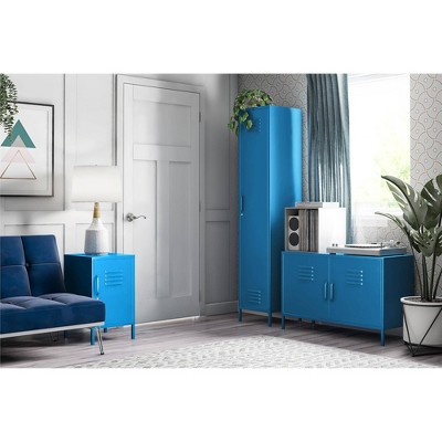 Bright Blue Novogratz Cache Metal Locker End Table with Storage