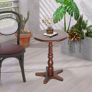 Kumasinova Vintage Style Round Coffee Table,15.75" Wood Side Table with Classic Design,Center Table for Living Room,Bedroom&Entryway - 1 of 4
