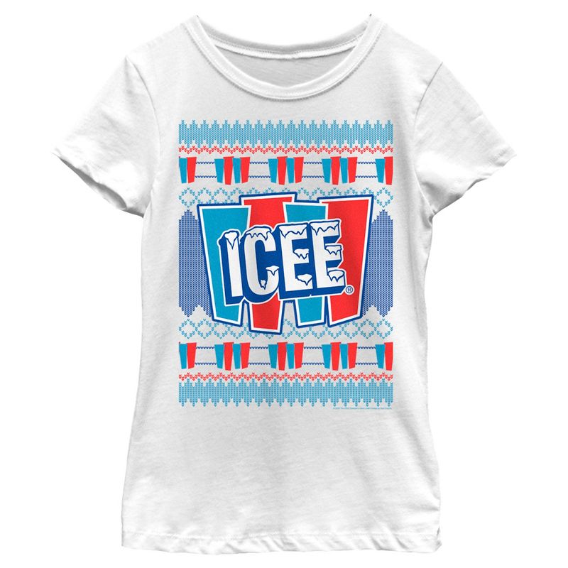 Girl's ICEE Retro Ugly Sweater T-Shirt, 1 of 5