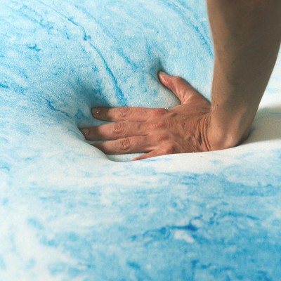 Twin 1.5 Inch Blue and Cream Memory Foam Mattress Topper