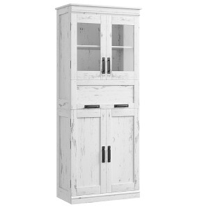 Tall Kitchen Pantry - 67" Food Storage Pantry Cabinet with Doors and Shelves Tall Bathroom Storage Cabinet Wooden Cupboard with Drawer - 1 of 4