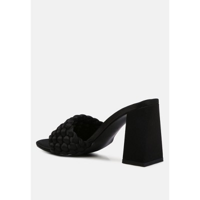 Lust Look Braided Satin Block Sandals - image 3
