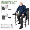 Karl Home 26in Navy Iron Pipe Folding Director Chair with Built-in Cup Holder, Side Table, Storage Pocket - 3 of 4