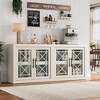 COZONY Modern Buffet Cabinet with Glass Doors, Farmhouse Style Storage Sideboard for Dining Room Living Room Entryway - 3 of 4