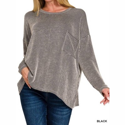 Women's Hazel Ribbed Long Sleeve Top - ZENANA