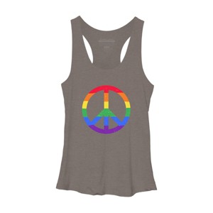 Adult Design By Humans Rainbow Pride and Peace Sign By JuanMedina Racerback Tank Top - 1 of 2