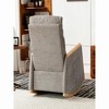 BRINJOY 38.6"Accent Rocking Chair with Footrest High Back Rubber Wood Rocking Legs - 3 of 4