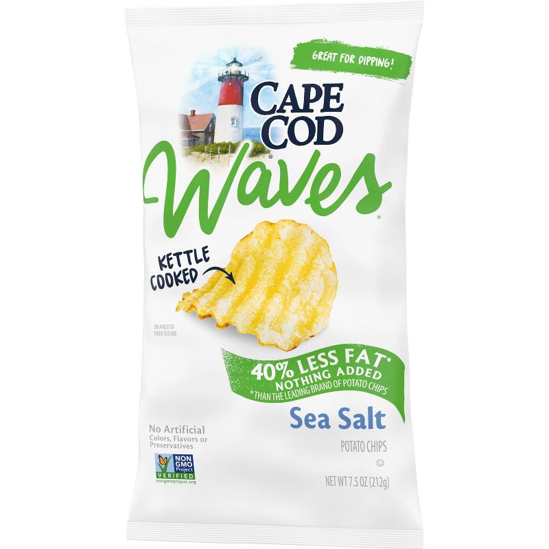 Cape Cod Potato Chips Wavy Cut Less Fat Sea Salt Kettle Chips - 7.5oz, 4 of 7