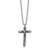 Chisel Stainless Steel Antiqued and with Black Crystal Large Cross Pendant on a 24" Cable Chain Necklace - 3 of 4