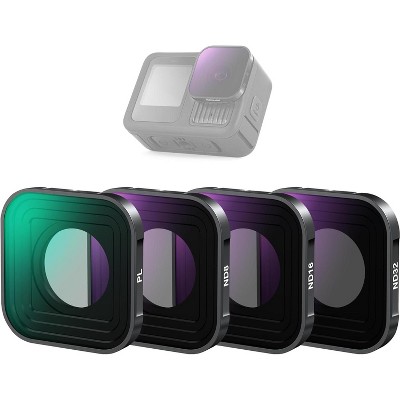 MaseiKar PL ND Filter Compatible with GoPro Hero 13 12 11 10 9, 4 Pack PL ND8 ND16 ND32 HD Multicoated Slim Neutral Density Polarizer Lens Filter Kit