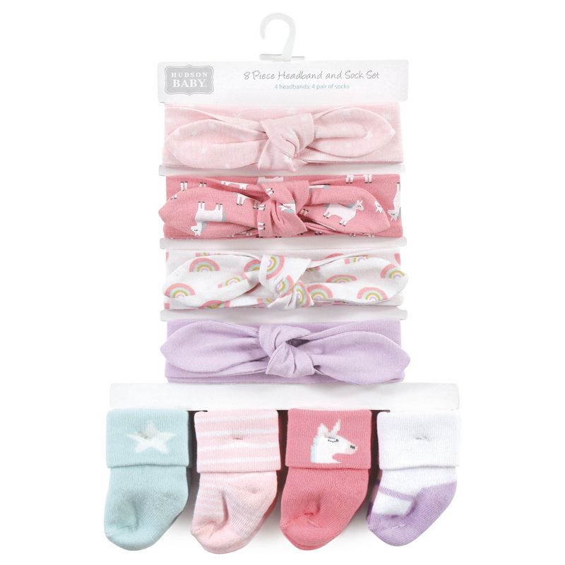 Hudson Baby Infant Girls Headband and Socks Set, Unicorn, 0-9 Months, 2 of 7