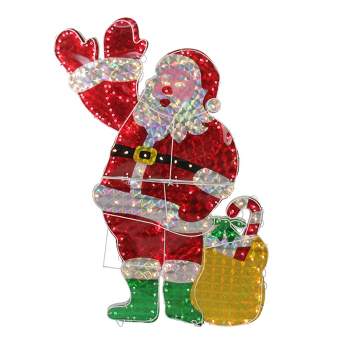 Northlight 48" Holographic Lighted Waving Santa Claus Outdoor Christmas Decoration