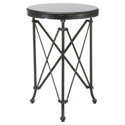 Round Metal Table with Marble Top - Black (20")