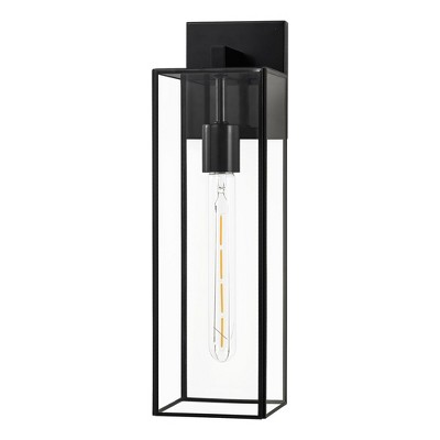 C Cattleya 16.25 in. 1-Light Dark Bronze Finish Brass Outdoor Wall Lantern with Clear Tempered Glass Shade(E26)