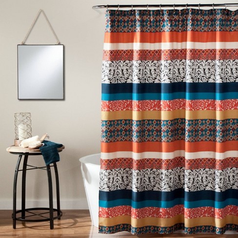 Boho Stripe Shower Curtain Turquoise Lush Decor Target