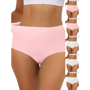 INSPIRE CHIC Women's Elastic High-Waisted Unlined Breathable No-Show Hipster Underwear 6 Packs - 1 of 4
