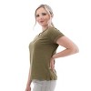 Aventura Clothing Women's Belle Short Sleeve Split Neck Blouse - 3 of 4