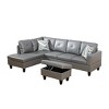 AndMakers 97 in. W Square Arm 3-piece L Shaped Faux Leather Modern Sectional Sofa in Dark Gray with Storage - 4 of 4