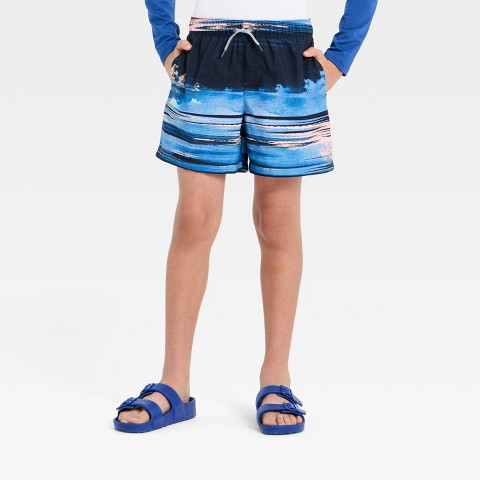 Art Class Boys' Swim Trunks with Built in Boxers - art class™ Blue/Black L