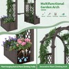 Wood Garden Arbor with Planter Boxes and Swing Outdoor Arch Trellis with Pergola for Climbing Plants Vines Grapes Backyard Wedding Party Decor - 3 of 4