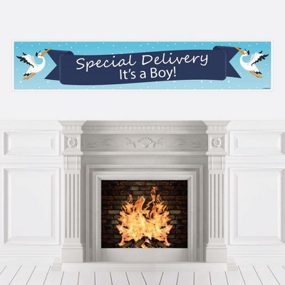 Big Dot of Happiness Boy Special Delivery - Blue It's a Boy Stork Baby Shower Decorations Party Banner