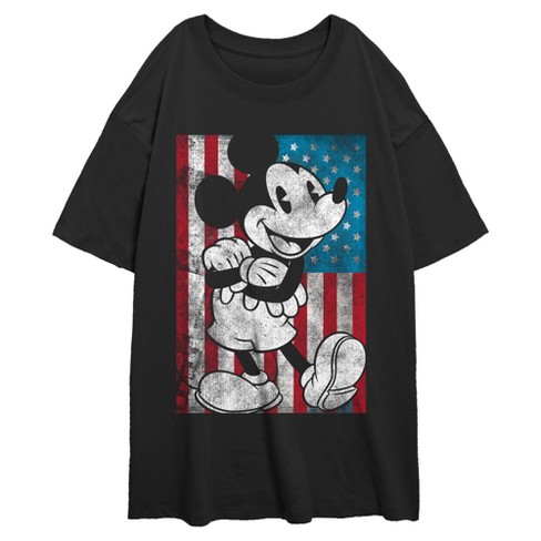 Junior's Mickey & Friends Distressed American Flag Oversized T-Shirt - image 1 of 2