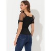 INSPIRE CHIC Women's Square Neck Mesh Sheer Short Sleeve Peplum Tops - 4 of 4