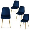 Haven90+Bingo 5-Piece Round-Shaped Dining Table Set With 4 Velvet Upholstered Chairs Gold Legs -Maison Boucle‎ - 4 of 4