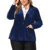 Agnes Orinda Women's Plus Size Winter Velvet Blazer Button Lapel Work Jacket - 2 of 4