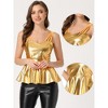 Allegra K Women's Metallic Peplum Spaghetti Strap Cami Tank Tops - 2 of 4