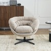 360°Swivel Chenille Accent Chair,Accent Chairs With Arms,Accent Chair With Faux Leather And Black Metal Base Frame -Maison Boucle‎ - 2 of 4