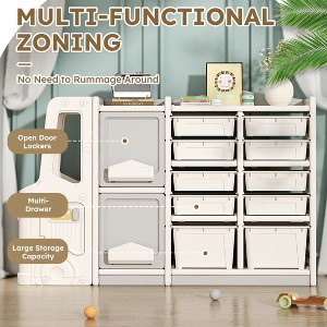Multilayer Storage Cabinet Children Floor Shelf Toy Building Blocks Picture Book Clutter Storage Organizer for Bedroom Playroom Grey - 1 of 4