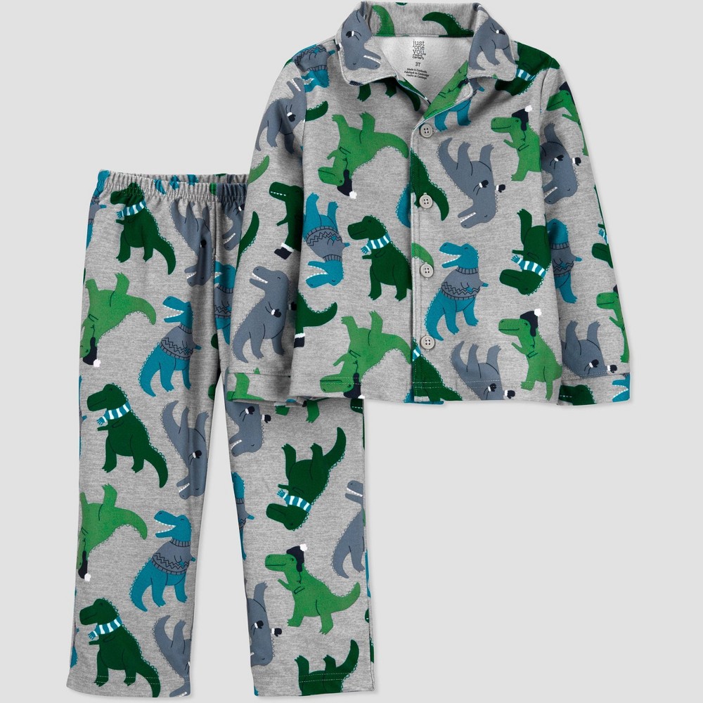 Size 5T Toddler Boys' Dino Coat Pajama Set - Just One You made by carter's Green 