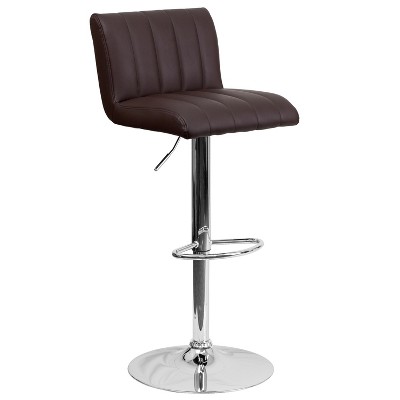 Flash Furniture Contemporary Vinyl Adjustable Height Barstool with Vertical Stitch Back/Seat and Chrome Base