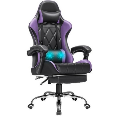 LACOO 2024 Upgraded Faux Leather Massage Gaming Chair with Footrest