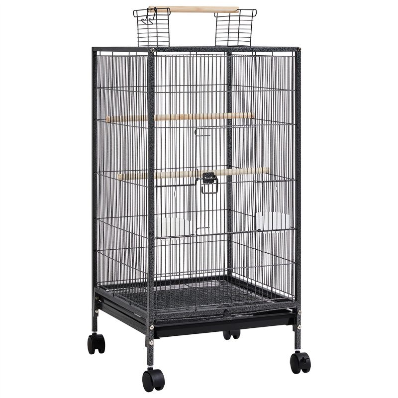 Yaheetech 40-Inch Wrought Iron Bird Cage with Rolling Stand Black, 1 of 8