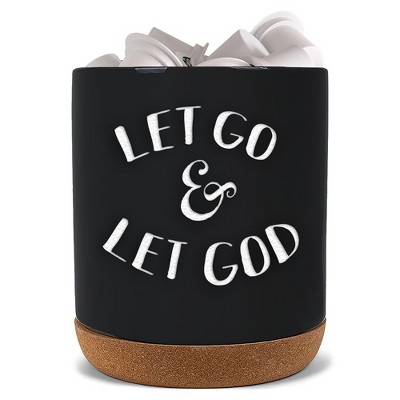 Elanze Designs Let Go God Black X-Large Cork Bottom, Kitchen Counter, Ceramic Stoneware, Coffee, Tea and Hot Chocolate, Machine Brewing, K Capsule Pod