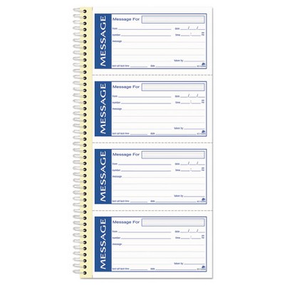 Adams Write 'n Stick Phone Message Book, Two-Part Carbonless, 4.75 x 2.75, 4 Forms/Sheet, 200 Forms Total