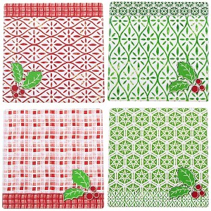 Ganz 4.0 Inch Holly Coasters Set Of 4 Red Green Coasters - 1 of 4