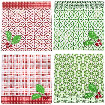 Ganz 4.0 Inch Holly Coasters Set Of 4 Red Green Coasters