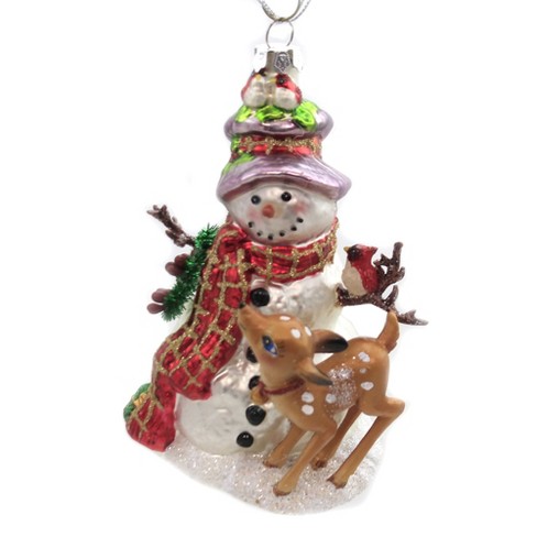 Holiday Ornament 5 5 Snowman With Deer Christmas Red Bird Tree Ornaments Target