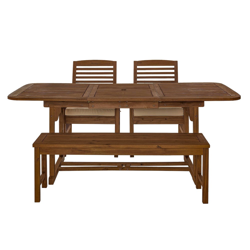 Photos - Garden Furniture Ravenscroft 4pc Extendable Acacia Wood Outdoor Dining Set Dark Brown - Sar