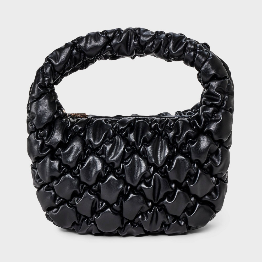 Photos - Women Bag Bubble Quilted Clutch Handbag - A New Day™ Black