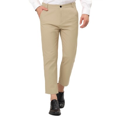 Lars Amadeus Men's Casual Slim Fit Flat Front Cropped Trousers Dress Pants