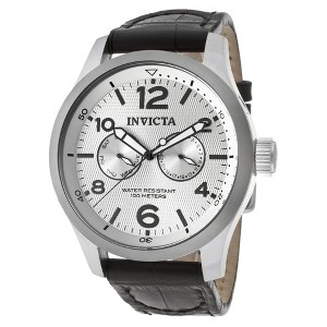 Invicta 13009 Men's I-Force Silver Textured Dial Black Leather Strap Watch - 1 of 3