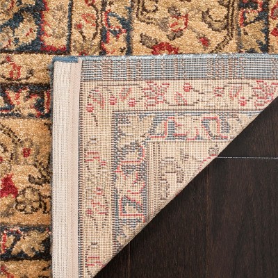 Navy and Natural Synthetic Reversible Runner Rug