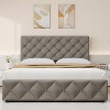 Linen Upholstered Platform Bed Frame with 4 Storage Drawers & Button Tufted Headboard – No Box Spring Needed, Diamond Stitched Design - 2 of 4