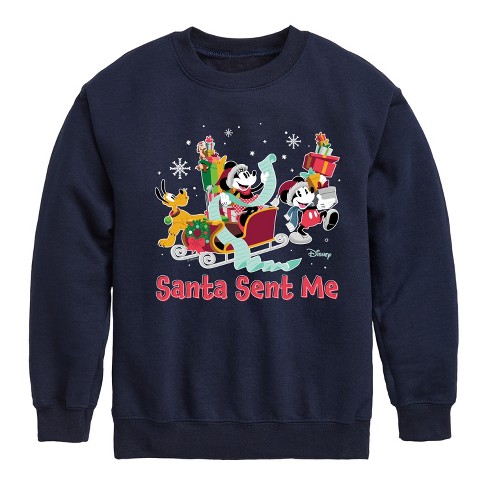 Boys' - Disney - Mickey, Minnie, & Pluto Santa Sent Me Christmas Graphic Long Sleeve Fleece Sweatshirt - image 1 of 4