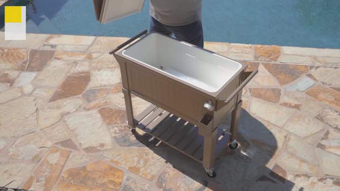 80qt Portable Rolling Patio Cooler with Shelf - Permasteel, 2 of 12, play video