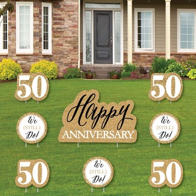 Big Dot of Happiness We Still Do - 50th Wedding Anniversary - Yard Sign & Outdoor Lawn Decorations - Anniversary Party Yard Signs - Set of 8